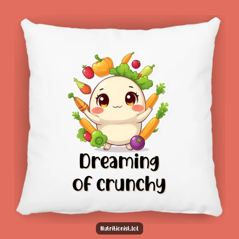 Funny Veggie Juggler Pillow: Comfy Cushion with a Hilarious Healthy Creature Design