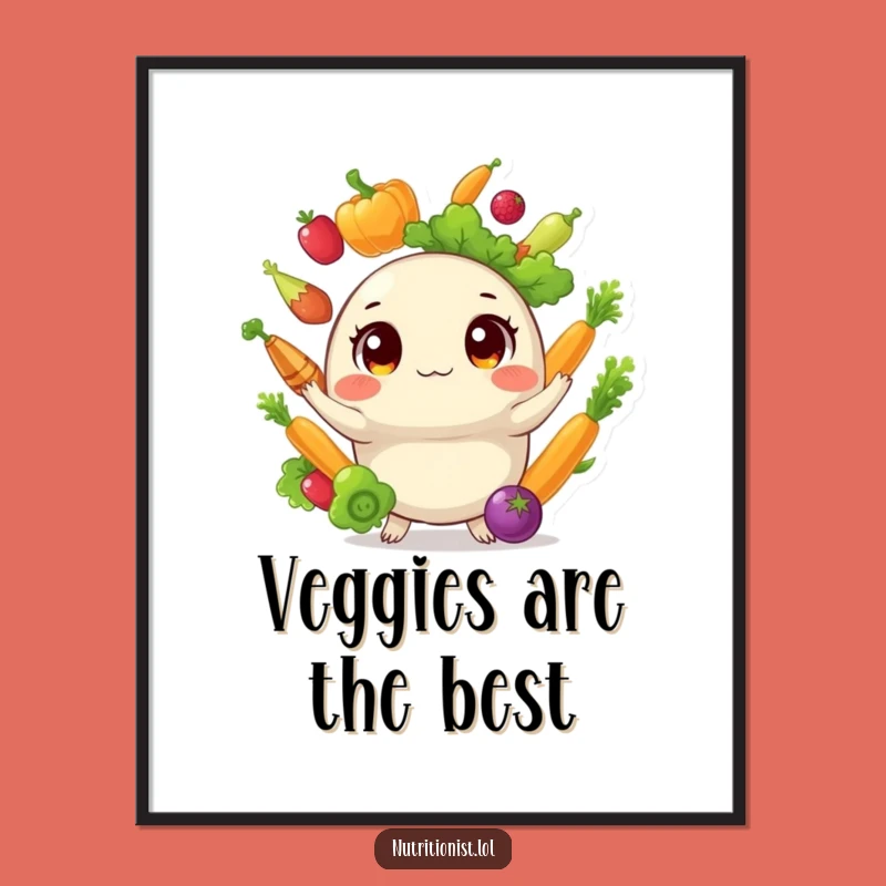 Funny Veggie Juggler Digital Print: Hilarious Creature Art for Instant Wall Decor