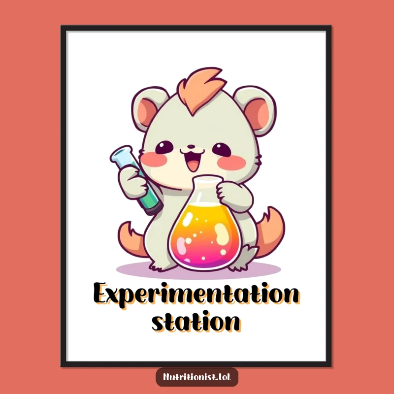 Funny Lab Creature Poster: Vibrant Science Art for Your Enthusiastic Space