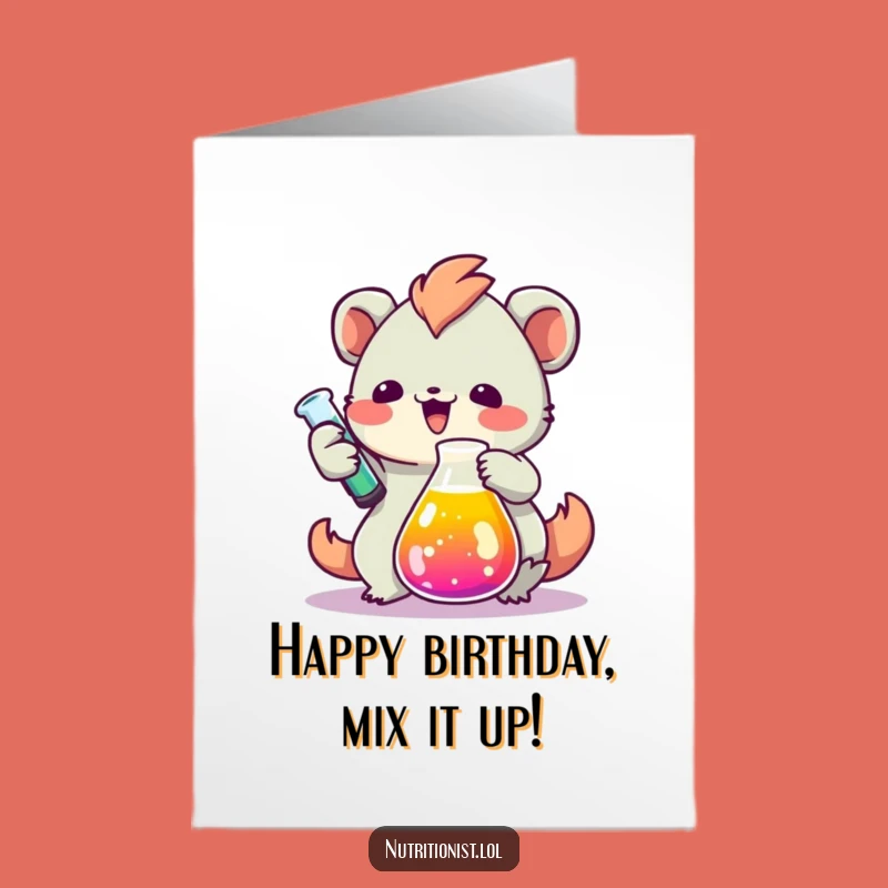 Funny Free Printable Birthday Card: Beaker Creature Experimenting, Perfect Downloadable Gift!