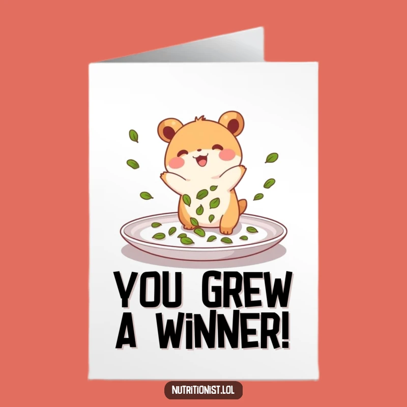 Free Printable Congrats Card: Leaf Sprinkling Creature, Hilarious Downloadable Gift!