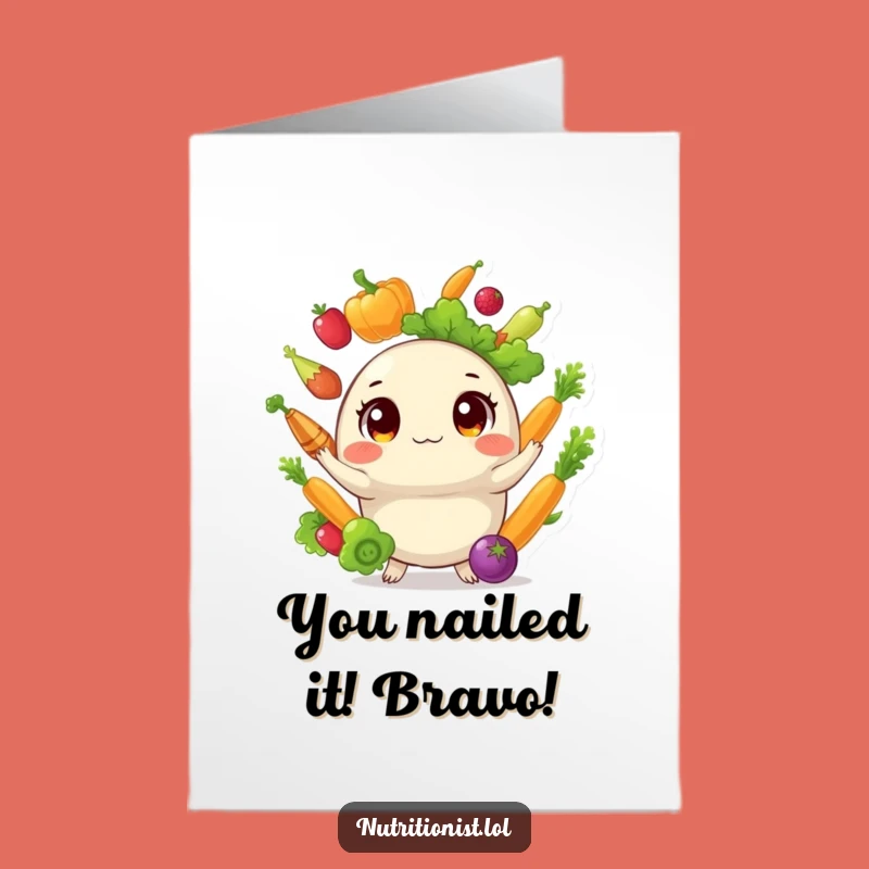 Free Printable Congrats Card: Juggling Veggies Creature Excelling, Hilarious Downloadable Gift!